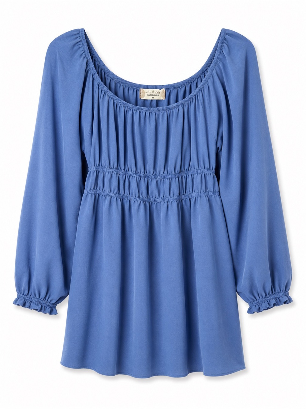 Altar'd State Blue Smocked Peasant Blouse